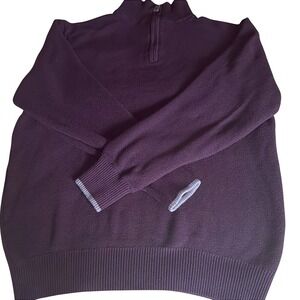 Tailorbyrd Mens Purple Quarter Zip Textured Knit Sweater Large Business Preppy